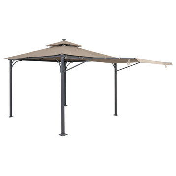 108.7 in. H Outdoor Patio Gazebo in Brown with Extended Side Shed