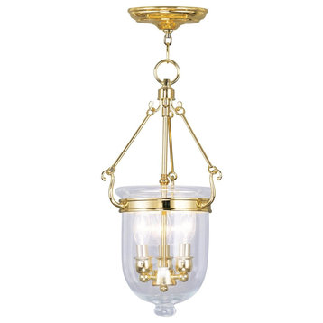 3-Light Polished Brass Chain Lantern
