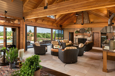 Patio - contemporary patio idea in Milwaukee with a bbq area