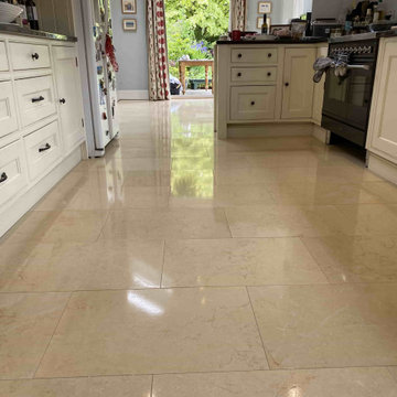 Pitted Jerusalem Limestone Floor Renovated in Mortimer Common