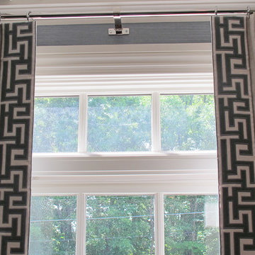 Linen panels with Greek Key banding