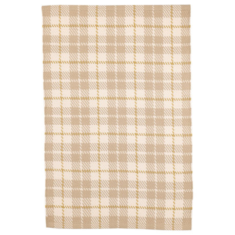 Dash, Albert Lakeville Plaid Khaki Handwoven Indoor/Outdoor Rug, Ivory, 2' x 3'