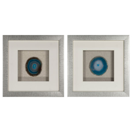 Blue Agate Slice Shadow Box Wall Décor (2 Piece Set) (MS46990A/B)