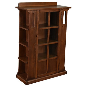 Crafters and Weavers Arts and Crafts Wood Bookcase w/ Side Shelves in Walnut