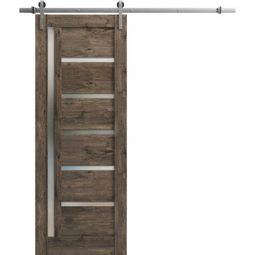 Barn Door 32 x 96 | Quadro 4088 Cognac Oak | Frosted Glass | 6.6FT