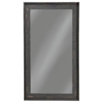 Pemberly Row Glass Rectangle Bold Contoured Frame Floor Mirror Brown