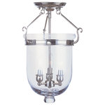 Livex Lighting - Jefferson Ceiling Mount, Polished Nickel - Carrying the vision of rich opulence  the Jefferson has evolved through times remaining a focal point of richness and affluence. From visions of old time class to modern day elegance  the bell jar remains a favorite in several settings of the home. Using hand blown clear glass...the possibilities are endless to find a piece that matches your desired personality and vision.