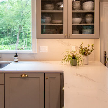 Grey Kitchen Remodel with Quartz Surfaces in Greater Boston