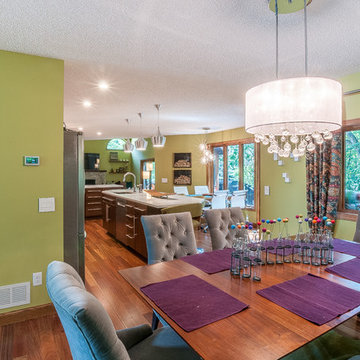 Mid-Century Modern Kitchen with Slab Maple and Barrel color