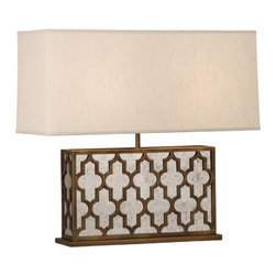 Robert Abbey Addison Table Lamp Wide Brass White - Table Lamps