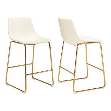 Durango Counter Stools, Vintage Leather, Set of 2, White/Gold