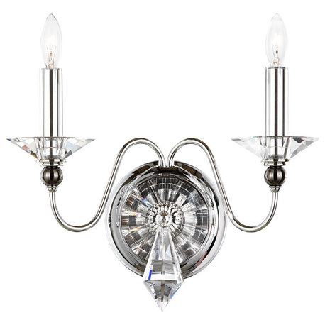 Jasmine 2-Light Wall Sconce in Silver With Clear Optic Crystal