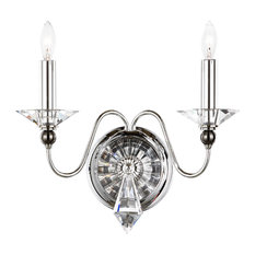 Jasmine 2-Light Wall Sconce in Silver With Clear Optic Crystal