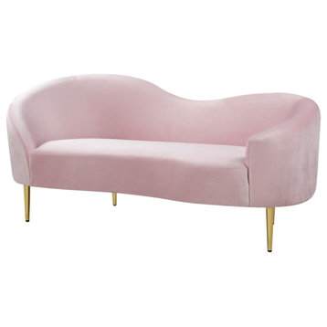Ritz Velvet Upholstered Loveseat, Pink