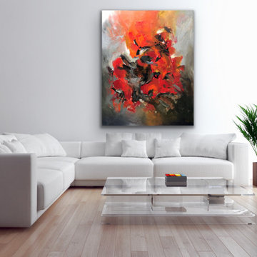 red abstract art Modern Contemporary Paintings for Family Room