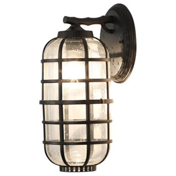 Vintage Black Waterproof Outdoor Glass Wall Lighting for Garden, Porch, Large