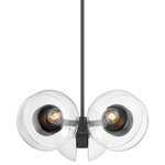 Hudson Valley - Kert 6-Light Chandelier, Black Brass - Kert combines glass and metal in a fresh and functional way. A pair of half-round, clear glass shades are enclosed behind the bulb and mounted on a ring of metal at the center, giving the piece an impressive, sculptural feel. Large in scale and highly versatile, Kert is available as a wall sconce that can be mounted vertically or horizontally, a linear, and a pendant and chandelier in two sizes.