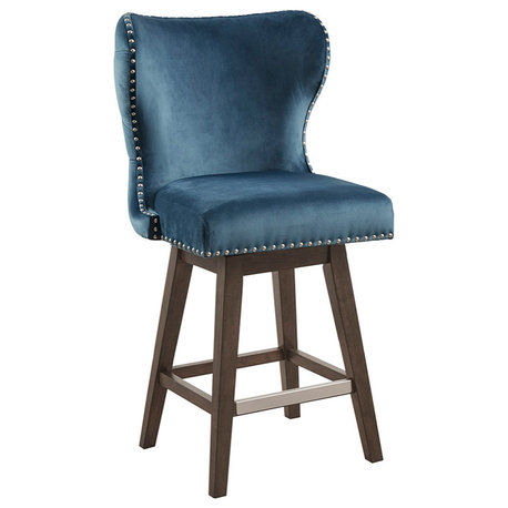 Hancock Wingback 27" Counter Stool, Teal Blue