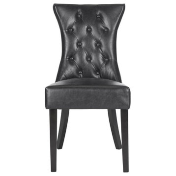 Hans 21" Tufted Side Chair, Set of 2, Antique Black