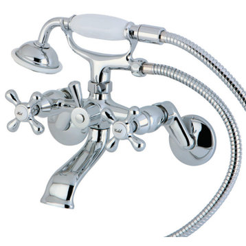 Kingston Brass 6" Adjustable Wall Mount Clawfoot Tub Faucet, Polished Chrome