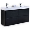 Bliss 60" Double Sink Black Free Standing Modern Bathroom Vanity