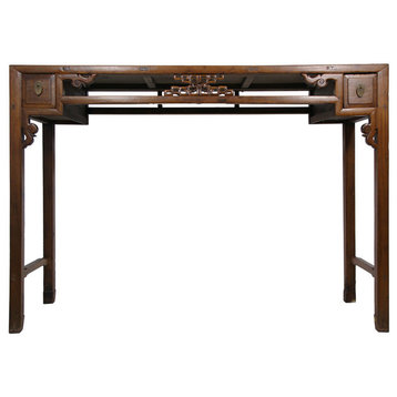 Consigned Antique, Chinese Open Carved Altar/Sofa Table