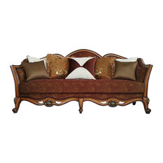 Queen Anne Style Sofas Houzz Acme Beredei Sofa With 7 Pillows Fabric And Antique Oak