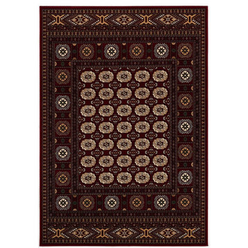 2' x 10' Red Eclectic Geometric Pattern Runner Rug