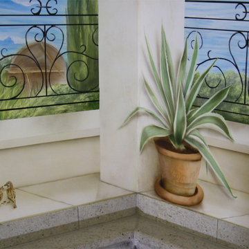 Wandmalerei Schwimmbad Ecke mit Agave