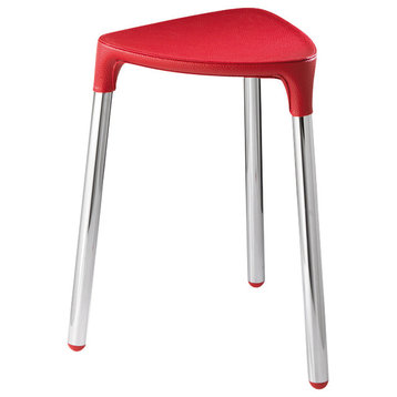 Red Faux Leather Stool