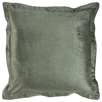 Bryce Velvet 22" Square Throw Pillow by Kosas Home, Myrtle Green