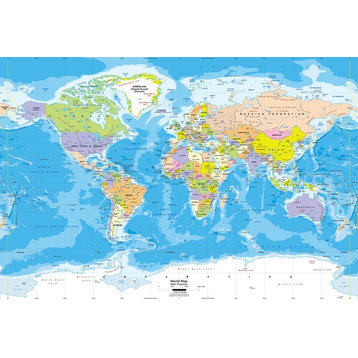 World Political Map Wall Decal, 53"x36"