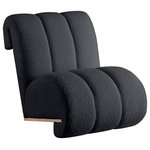 Meridian Furniture - Swoon Faux Sheepskin Upholstered Accent Chair, Black, White Oak Veneer - Take comfort to a whole new level with this Swoon black faux sheepskin accent chair. Its white oak veneer frame is sturdy and durable, while its extra padded seat upholstered with faux sheepskin with deep channel tufting provides you with an ultra-comfortable place to kick back and relax after a hard day, or gives you extra space for guests to sit while visiting. Its curved, contemporary design is a unique addition to any home, especially those with a modern aesthetic.