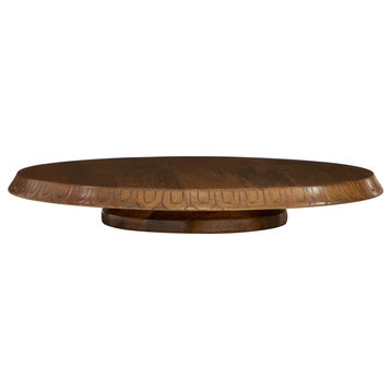 Brown Wood Farmhouse Lazy Susan Cake Stand 46777
