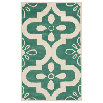 Safavieh Chatham Collection CHT751 Rug, Teal/Ivory, 3'x5'