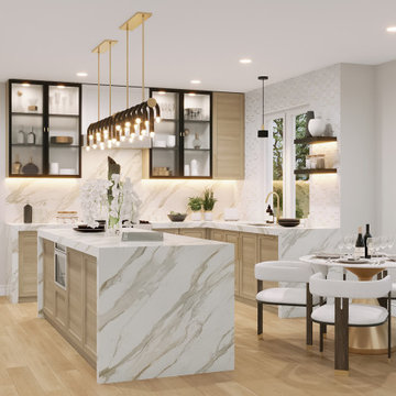 Black and White Kitchen and Living Room