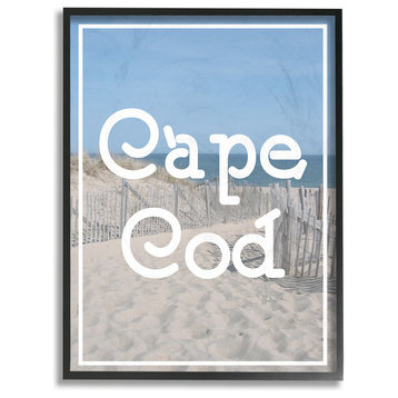 Cape Cod Beach Typography Vintage, 11"x14", Framed Giclee Texturized Art