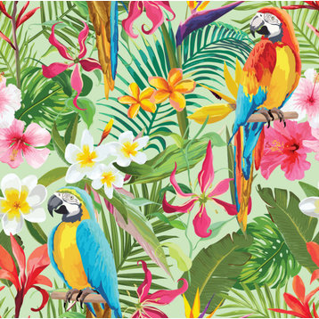 GW2111 Parrot Jungle Leaves Peel and Stick Wallpaper