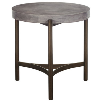 Lime Mid Century Modern End Table in Grey Concrete with Metal