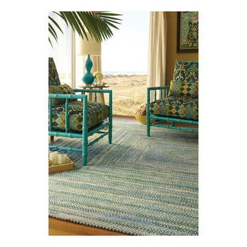 Waterway Concentric Rectangle Braided Rugs, Yellow