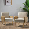 Cane Accent Chair With Rattan Arms Set of 2, Tan