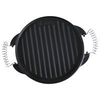 Victoria 12.5" Round Reversible Cast Iron Griddle With Handles, Large, Seasoned