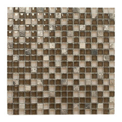 Brown with Dark Emperador Square Glass Mosaic Tile - Home Accessories & Decor