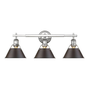 Orwell CH 3-Light Bath Vanity, Chrome With Rubbed Bronze Shade