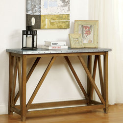 FURNITURE OF AMERICA ARMOUS GALVANIZED IRON TABLE TOP SOFA TABLE - Console Tables