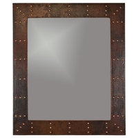 Premier Copper Products 36" Hammered Rectangle Copper Mirror, Forged Rivets