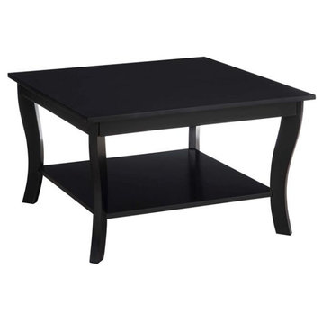 Convenience Concepts American Heritage Square Coffee Table in Black Wood Finish