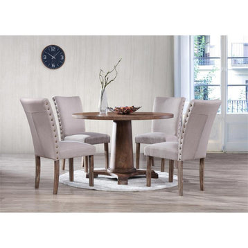 Best Master Carey Solid Wood Dining Side Chair in Antique Natural Oak (Set of 2)