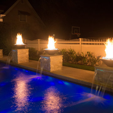 Custom Designed Pool Renovation with fire features