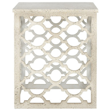 Ronnie End Table, Distressed White